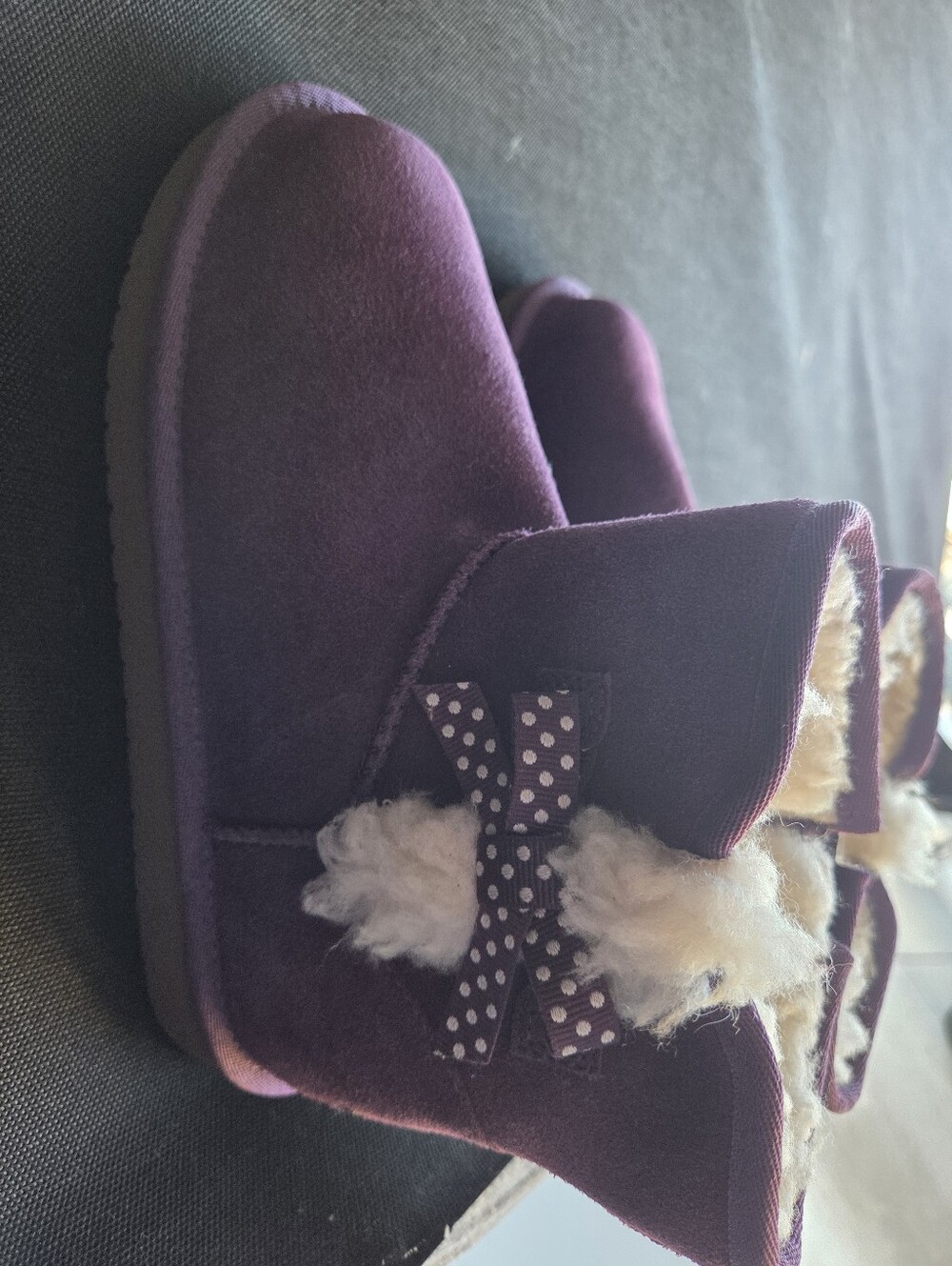 Koolaburra Plush Bow Suede-Look Purple Shearling Booties
